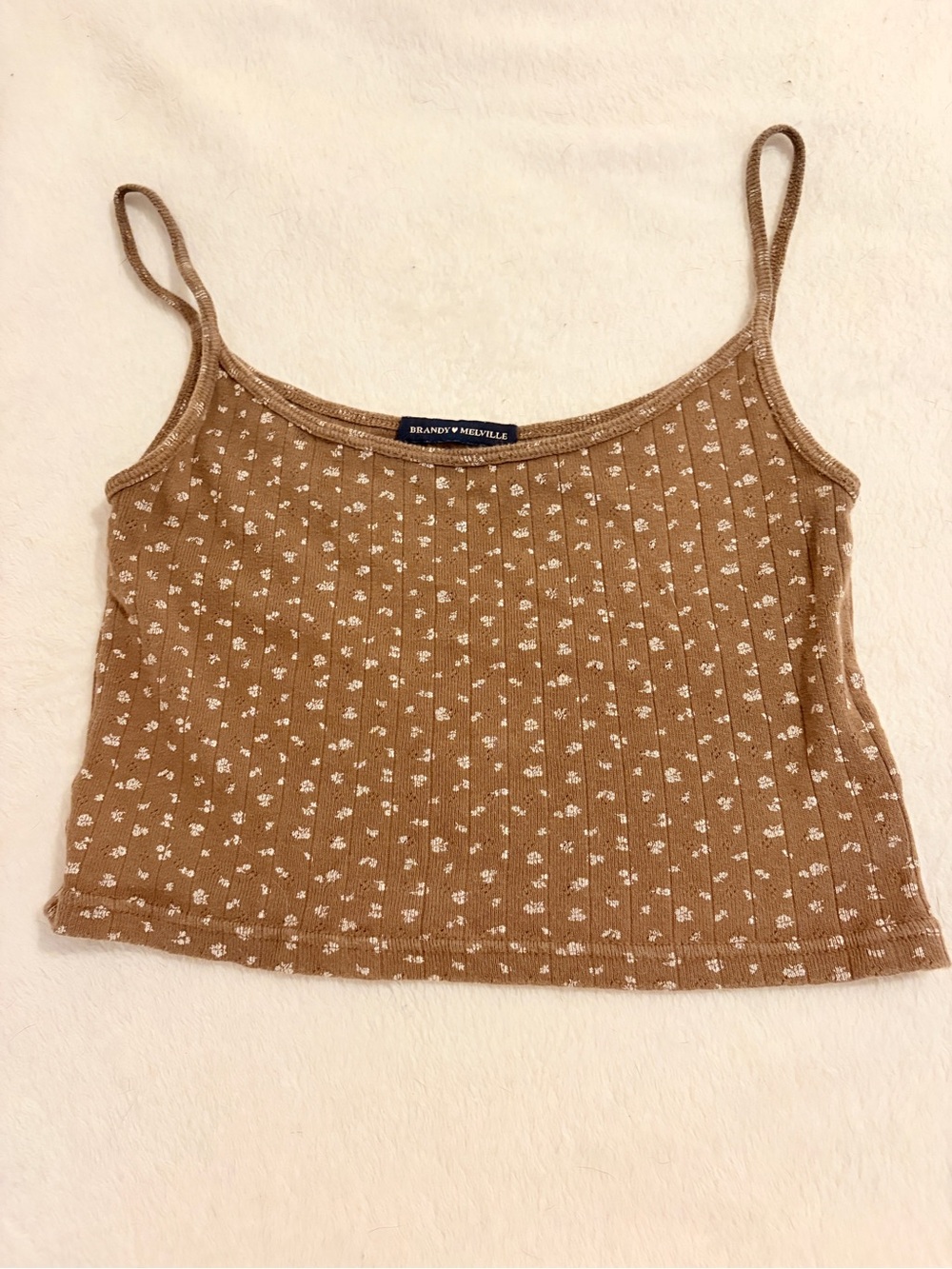 Brandy Melville Brown Floral Ribbed Cami Tank 🤎🌼